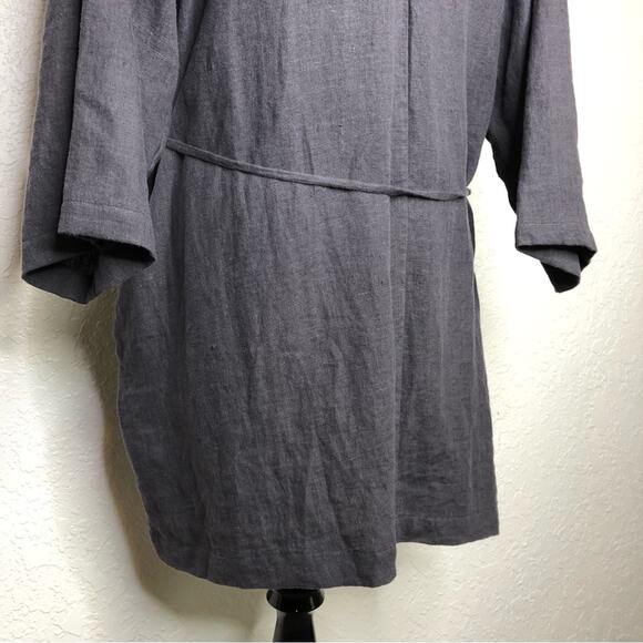 Milkit charcoal gray linen belted wrap nursing robe / cardigan size One Size - Picture 10 of 15